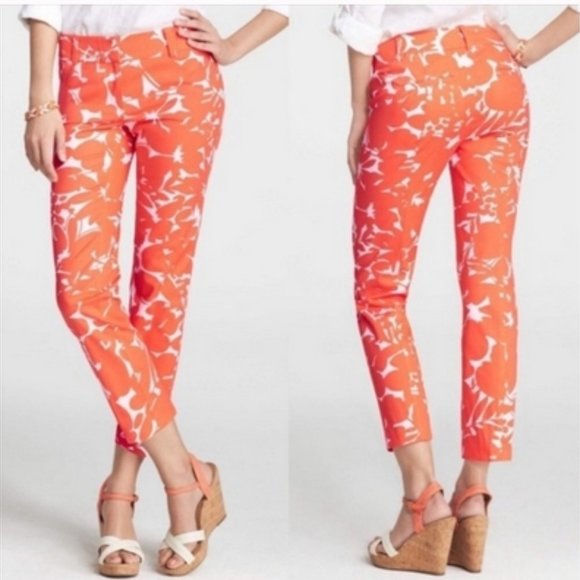 Ann Taylor Pants - Ann Taylor Orange Carnegie Crop Size 8